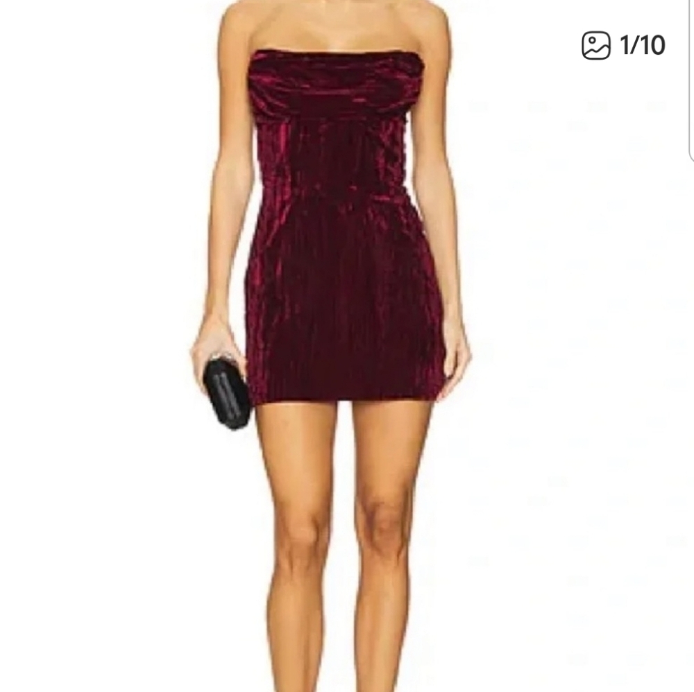 NWT Urban Social Velvet Burgundy Strapless Dress Size S